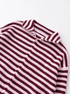 2026 New Spring Striped Loose Knit Cardigans Women Casual Turtleneck Zip-up Pink Sweater Coat Women Knitwear Streetwear