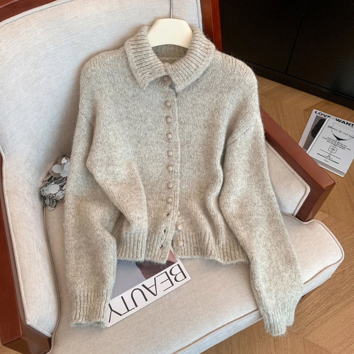 Women's Turtleneck Cardigan Sweater Y2k Vintage 2000s Jumper Knitwear Long Sleeves Korean Soft Cozy Sweater Autumn Winter 2025
