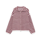 2026 New Spring Striped Loose Knit Cardigans Women Casual Turtleneck Zip-up Pink Sweater Coat Women Knitwear Streetwear