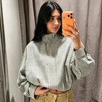 HXAO Plaid Bomber Jacket Women's Jacket Spring Autumn 2026 Crop Oversized Long Sleeve Top Casual Zipper Outerwear Outdoor Coats