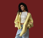 Zekye Cross-border Dachshund Embroidered Sweater Coat For Women Super Loose Soft Lazy Fashionable Knitted Cardigan Outerwear