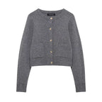 HH Women Skirt Suit Fashion O-Neck Knitted Long Sleeve Single Breasted Pocket Cardigan+Elastic Waist Slim Mini Skirt 3 Color