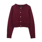 HH Women Skirt Suit Fashion O-Neck Knitted Long Sleeve Single Breasted Pocket Cardigan+Elastic Waist Slim Mini Skirt 3 Color