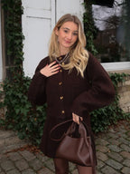 HH Women Skirt Suit Fashion O-Neck Knitted Long Sleeve Single Breasted Pocket Cardigan+Elastic Waist Slim Mini Skirt 3 Color