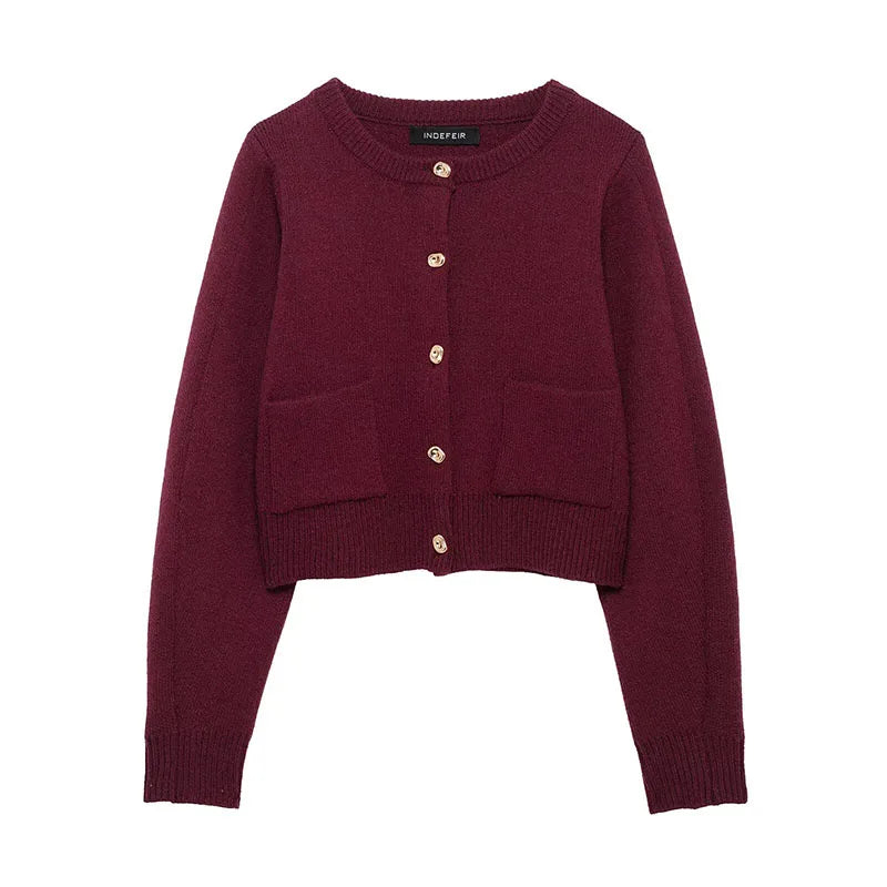 HH Women Skirt Suit Fashion O-Neck Knitted Long Sleeve Single Breasted Pocket Cardigan+Elastic Waist Slim Mini Skirt 3 Color