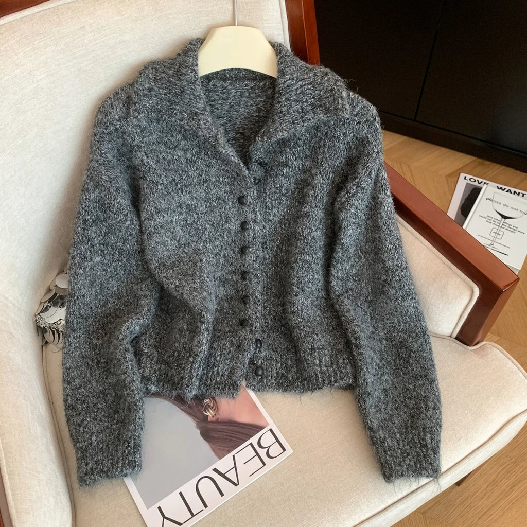Women's Turtleneck Cardigan Sweater Y2k Vintage 2000s Jumper Knitwear Long Sleeves Korean Soft Cozy Sweater Autumn Winter 2025