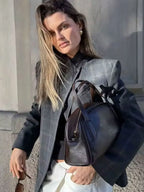 HH Women Fashion Plaid Blazer Coat Stand Collar Long Sleeve Jacket 2026 Spring Trend Casual Office Lady Chic Outerwear