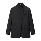 HH Women Fashion Plaid Blazer Coat Stand Collar Long Sleeve Jacket 2026 Spring Trend Casual Office Lady Chic Outerwear